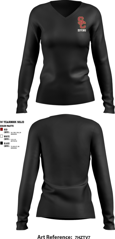 University Of Southern California Diving 38780209 Women's Long Sleeve V-neck Shirt - 5