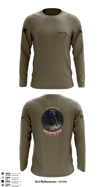 49th A co 1st Platoon REAPERS 78641109 Long Sleeve Performance Shirt - 4