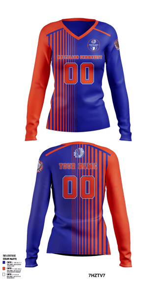 Women's Long Sleeve Vneck Shirt, Whiteland Community High School Volleyball, Men's Volleyball, Teamtime, Team time, sublimation, custom sports apparel, team uniforms, spirit wear, spiritwear, sports uniforms, custom shirts, team store, custom team store, fundraiser sports, apparel fundraiser