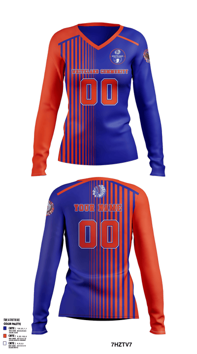 Whiteland Community High School Volleyball 82178540 Women's Long Sleeve V-neck Shirt - 2