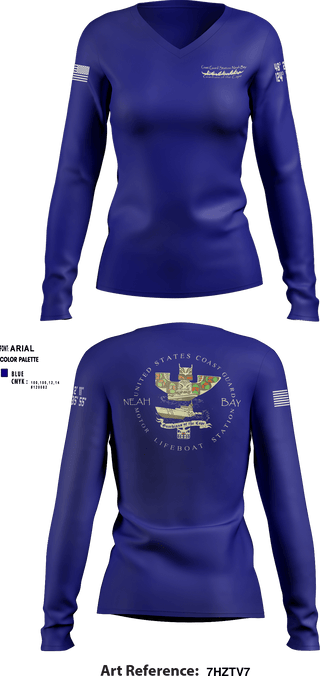 Women's Long Sleeve Vneck Shirt, USCG STATION NEAH BAY, Coast Guard, Teamtime, Team time, sublimation, custom sports apparel, team uniforms, spirit wear, spiritwear, sports uniforms, custom shirts, team store, custom team store, fundraiser sports, apparel fundraiser