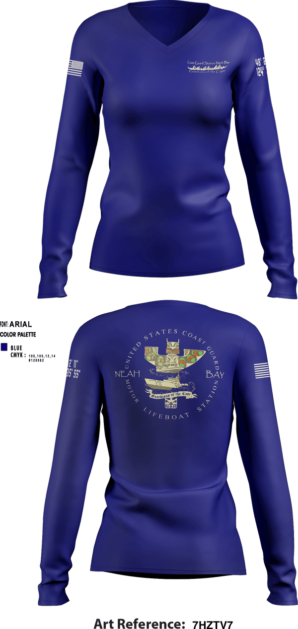 Women's Long Sleeve Vneck Shirt, USCG STATION NEAH BAY, Coast Guard, Teamtime, Team time, sublimation, custom sports apparel, team uniforms, spirit wear, spiritwear, sports uniforms, custom shirts, team store, custom team store, fundraiser sports, apparel fundraiser