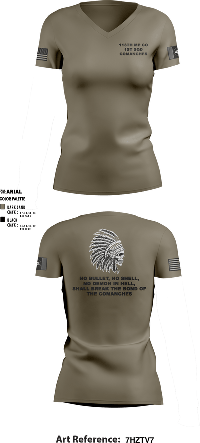 113th MP Company 24456487 Women's Short Sleeve V-neck Shirt - 2