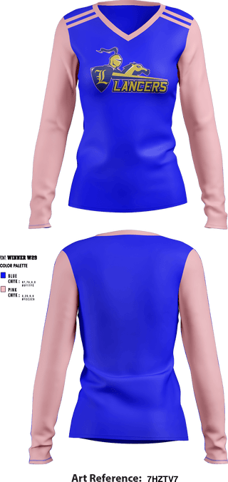 Women's Long Sleeve Vneck Shirt, Lewis Lancers, Women's Soccer, Teamtime, Team time, sublimation, custom sports apparel, team uniforms, spirit wear, spiritwear, sports uniforms, custom shirts, team store, custom team store, fundraiser sports, apparel fundraiser