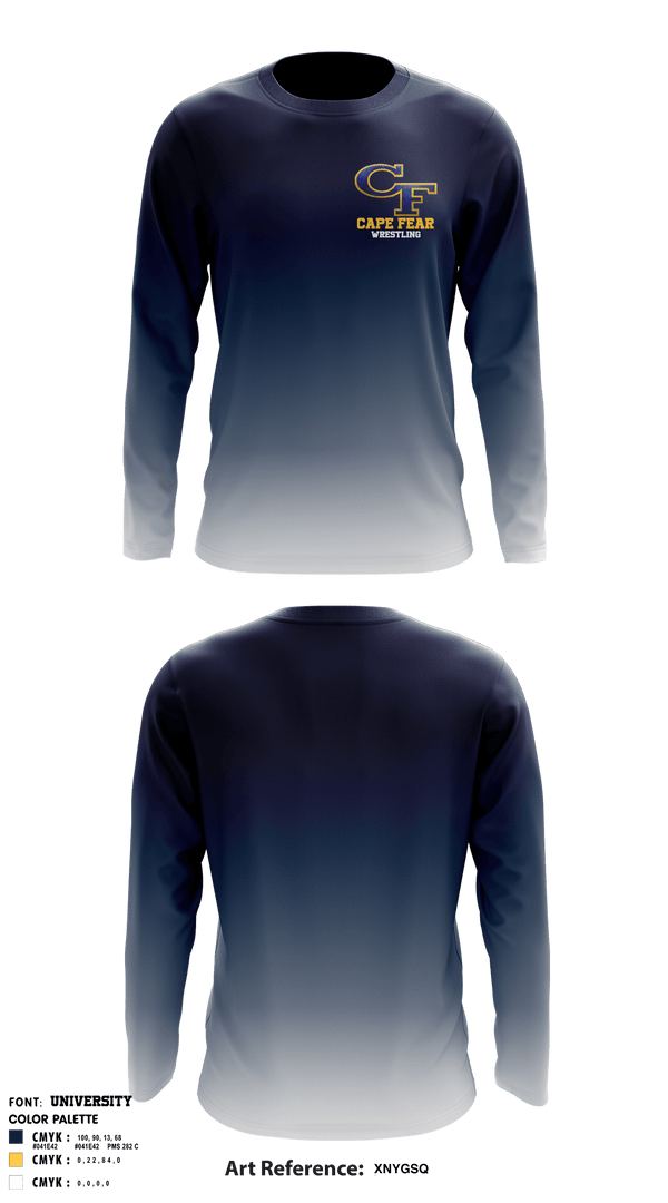Long Sleeve Rash Guard Shirt, Cape Fear High School Wrestling, Wrestling, Teamtime, Team time, sublimation, custom sports apparel, team uniforms, spirit wear, spiritwear, sports uniforms, custom shirts, team store, custom team store, fundraiser sports, apparel fundraiser