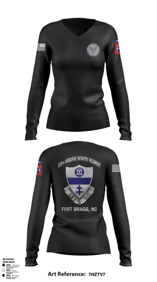Women's Long Sleeve Vneck Shirt, Bravo co 1/325 A.I.R., Army, Teamtime, Team time, sublimation, custom sports apparel, team uniforms, spirit wear, spiritwear, sports uniforms, custom shirts, team store, custom team store, fundraiser sports, apparel fundraiser