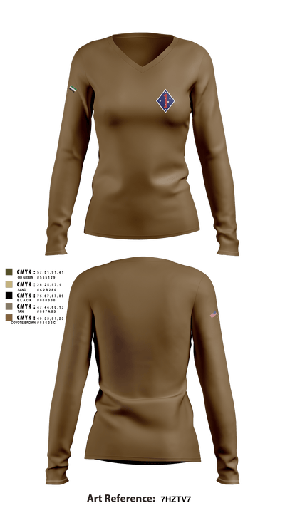 1 marine division fwd 62335436 Women's Long Sleeve V-neck Shirt - 2