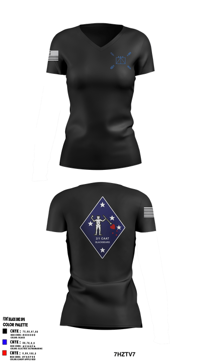 BLT 2d Battalion, 1st Marines, Weapons Co, CAAT Blue 79953351 Women's Short Sleeve V-neck Shirt - 6