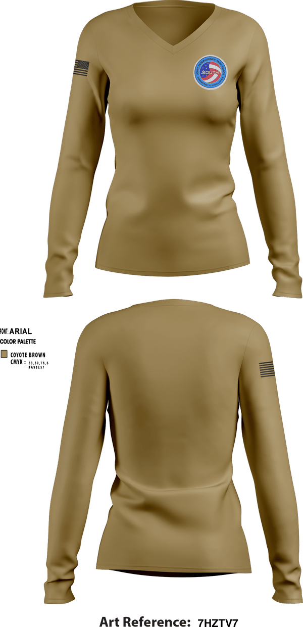 Women's Long Sleeve Vneck Shirt, JIATF-South, Air Force, Teamtime, Team time, sublimation, custom sports apparel, team uniforms, spirit wear, spiritwear, sports uniforms, custom shirts, team store, custom team store, fundraiser sports, apparel fundraiser