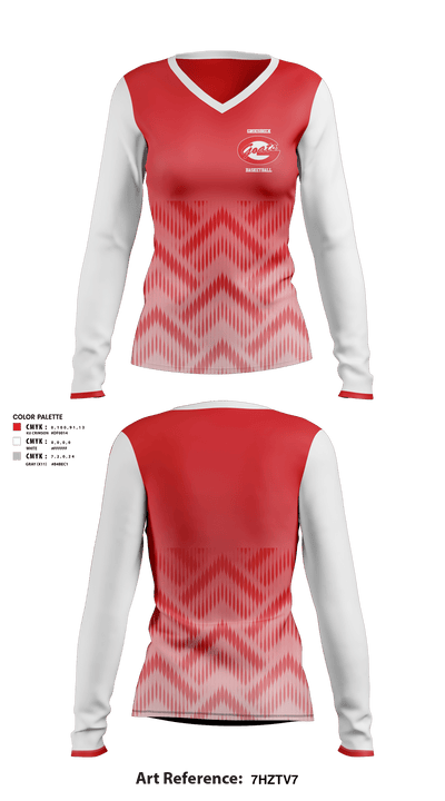Groesbeck High School Basketball 69271090 Women's Long Sleeve V-neck Shirt - 1