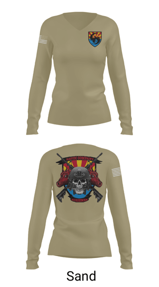 Women's Long Sleeve Vneck Shirt, , Army, Teamtime, Team time, sublimation, custom sports apparel, team uniforms, spirit wear, spiritwear, sports uniforms, custom shirts, team store, custom team store, fundraiser sports, apparel fundraiser