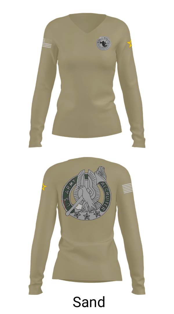 Women's Long Sleeve Vneck Shirt, , Army, Teamtime, Team time, sublimation, custom sports apparel, team uniforms, spirit wear, spiritwear, sports uniforms, custom shirts, team store, custom team store, fundraiser sports, apparel fundraiser