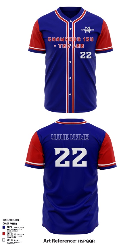 Full Button Baseball Jersey, Chambers 12U - The Lab, Baseball, Teamtime, Team time, sublimation, custom sports apparel, team uniforms, spirit wear, spiritwear, sports uniforms, custom shirts, team store, custom team store, fundraiser sports, apparel fundraiser