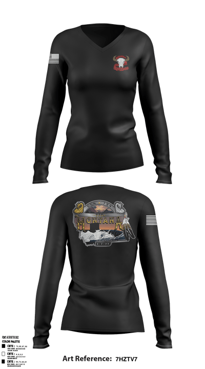 USS Montana 25481522 Women's Long Sleeve V-neck Shirt - 49