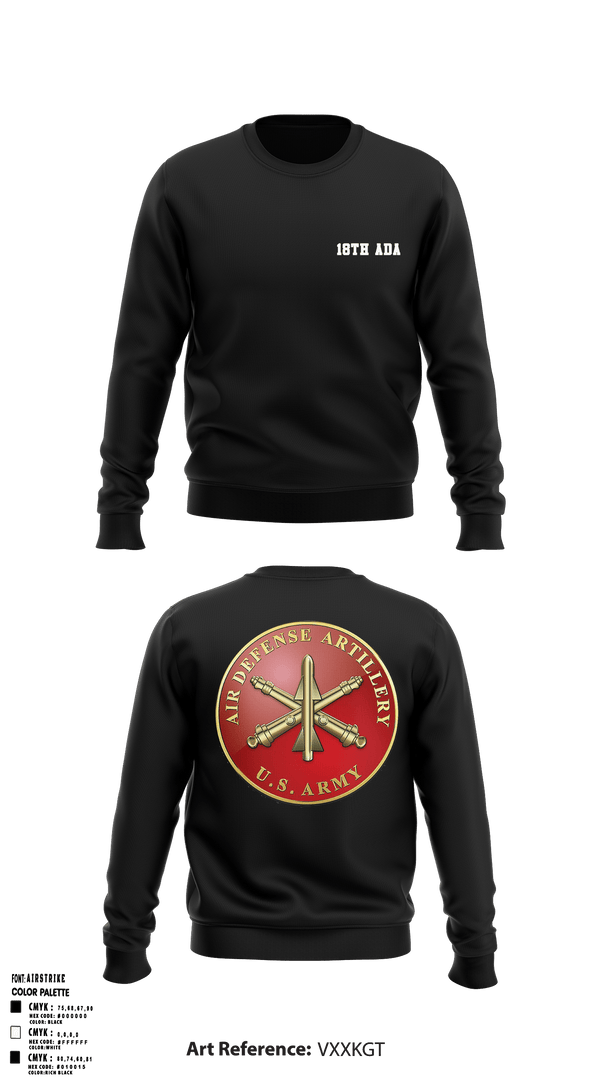 Crew Neck Sweatshirt, 18th ADA, Army, Teamtime, Team time, sublimation, custom sports apparel, team uniforms, spirit wear, spiritwear, sports uniforms, custom shirts, team store, custom team store, fundraiser sports, apparel fundraiser