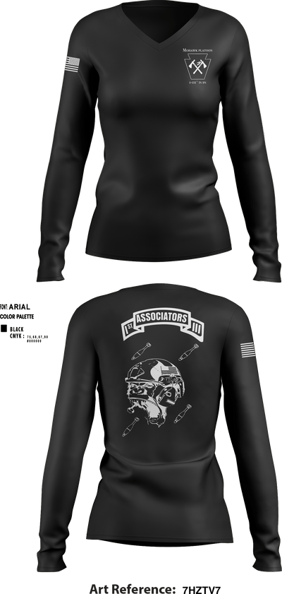 1-111th IN BN ** 38506759 Women's Long Sleeve V-neck Shirt - 10