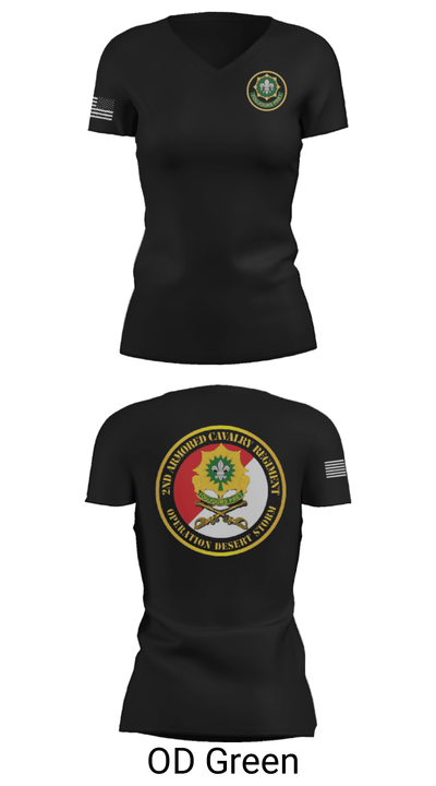 Second Armored Cavalry Regiment 2069337 Women's Short Sleeve V-neck Shirt - 22