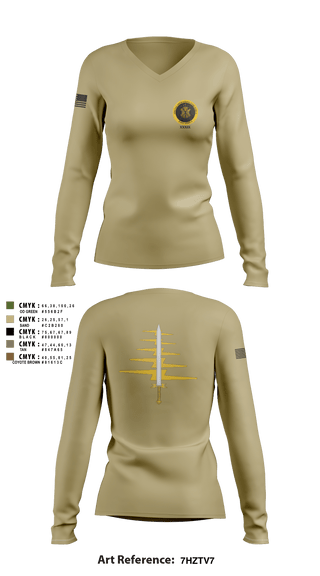 Women's Long Sleeve Vneck Shirt, , Army, Teamtime, Team time, sublimation, custom sports apparel, team uniforms, spirit wear, spiritwear, sports uniforms, custom shirts, team store, custom team store, fundraiser sports, apparel fundraiser