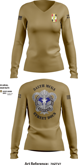 Women's Long Sleeve Vneck Shirt, , Army, Teamtime, Team time, sublimation, custom sports apparel, team uniforms, spirit wear, spiritwear, sports uniforms, custom shirts, team store, custom team store, fundraiser sports, apparel fundraiser