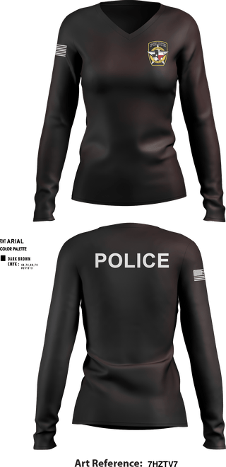 Women's Long Sleeve Vneck Shirt, , Police, Teamtime, Team time, sublimation, custom sports apparel, team uniforms, spirit wear, spiritwear, sports uniforms, custom shirts, team store, custom team store, fundraiser sports, apparel fundraiser