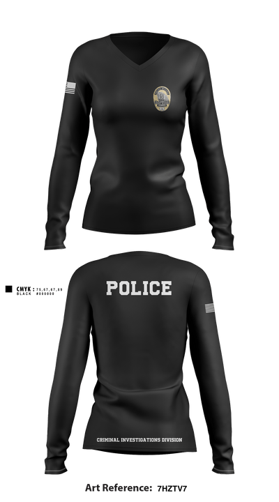 POLICE CRIMINAL INVESTIGATIONS DIVISION 56633419 Women's Long Sleeve V-neck Shirt - 1
