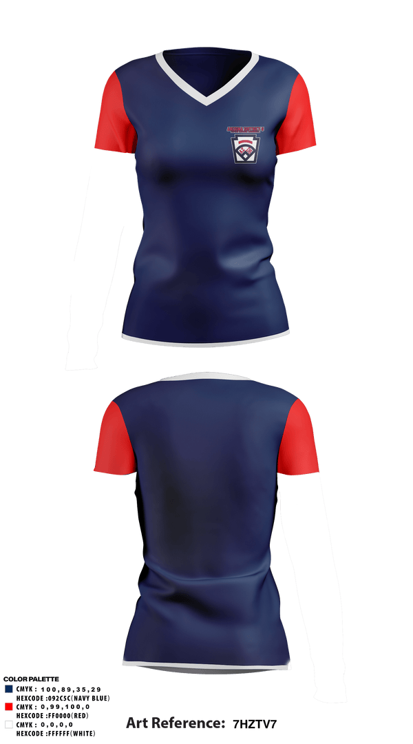 Women's Short Sleeve Vneck Shirt, Arizona District 6 Little League Baseball, Baseball, Teamtime, Team time, sublimation, custom sports apparel, team uniforms, spirit wear, spiritwear, sports uniforms, custom shirts, team store, custom team store, fundraiser sports, apparel fundraiser