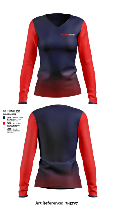 TEAM MALONE 42311566 Women's Long Sleeve V-neck Shirt - 1