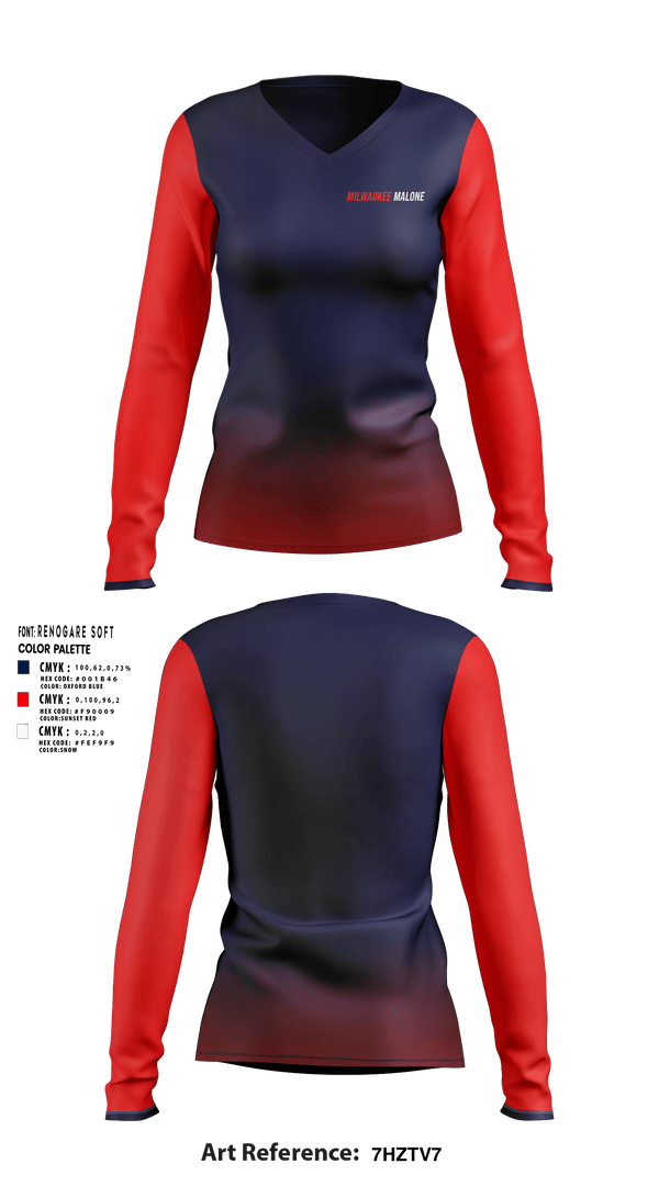 Women's Long Sleeve Vneck Shirt, TEAM MALONE, , Teamtime, Team time, sublimation, custom sports apparel, team uniforms, spirit wear, spiritwear, sports uniforms, custom shirts, team store, custom team store, fundraiser sports, apparel fundraiser
