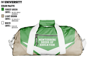Duffle Bag, Montessori Seeds Of Education, Spirit Store, Teamtime, Team time, sublimation, custom sports apparel, team uniforms, spirit wear, spiritwear, sports uniforms, custom shirts, team store, custom team store, fundraiser sports, apparel fundraiser
