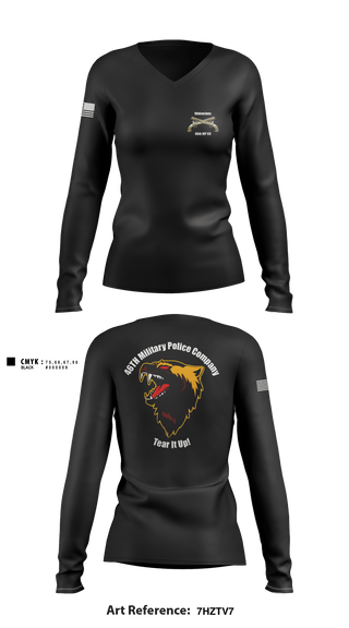 Women's Long Sleeve Vneck Shirt, 46th Military Police Company, , Teamtime, Team time, sublimation, custom sports apparel, team uniforms, spirit wear, spiritwear, sports uniforms, custom shirts, team store, custom team store, fundraiser sports, apparel fundraiser
