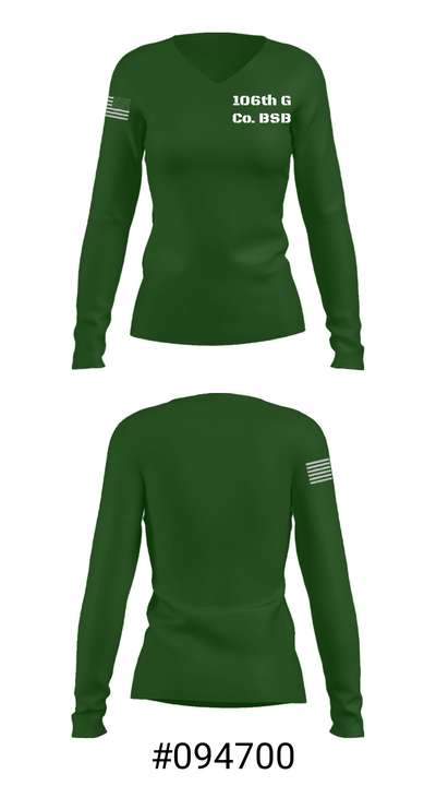 106th G Co. BSB 21695464 Women's Long Sleeve V-neck Shirt - 37