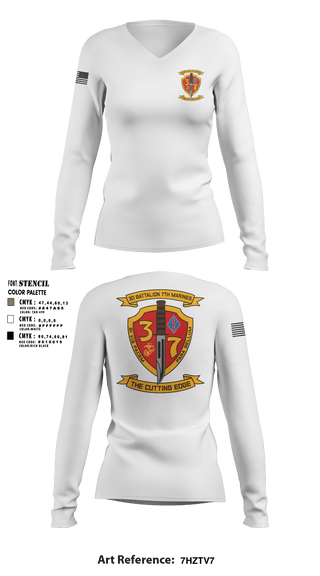 Women's Long Sleeve Vneck Shirt, , Marines, Teamtime, Team time, sublimation, custom sports apparel, team uniforms, spirit wear, spiritwear, sports uniforms, custom shirts, team store, custom team store, fundraiser sports, apparel fundraiser