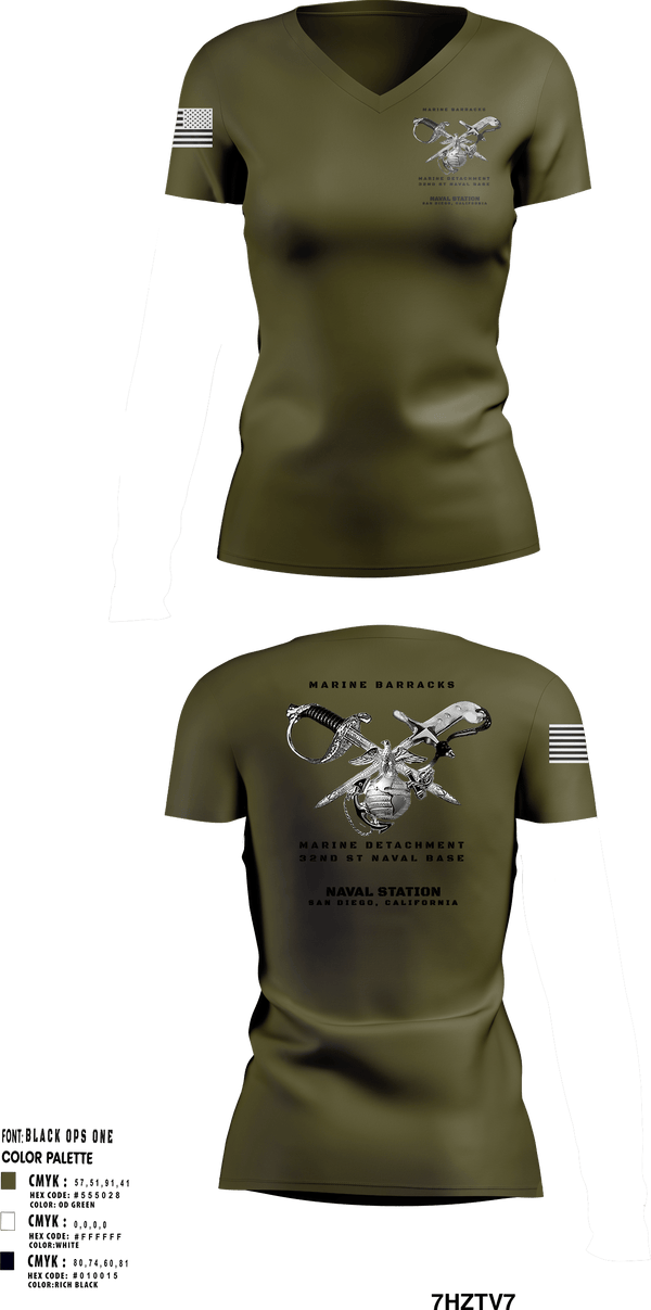 Women's Short Sleeve Vneck Shirt, Marine Barracks/ Marine Detachment   32nd St Naval Base, Marines, Teamtime, Team time, sublimation, custom sports apparel, team uniforms, spirit wear, spiritwear, sports uniforms, custom shirts, team store, custom team store, fundraiser sports, apparel fundraiser
