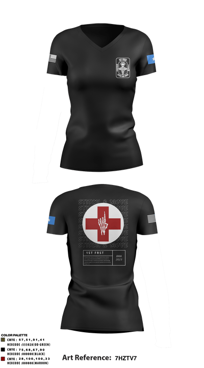 1st FRSD 86296727 Women's Short Sleeve V-neck Shirt - 71