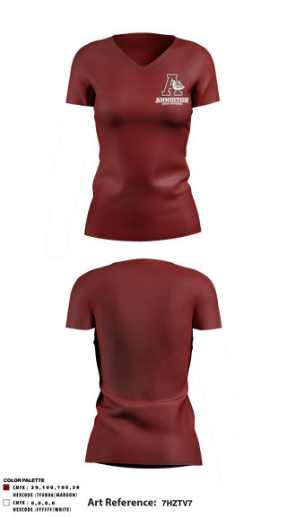 Women's Short Sleeve Vneck Shirt, Anniston High School, Spirit Store, Teamtime, Team time, sublimation, custom sports apparel, team uniforms, spirit wear, spiritwear, sports uniforms, custom shirts, team store, custom team store, fundraiser sports, apparel fundraiser