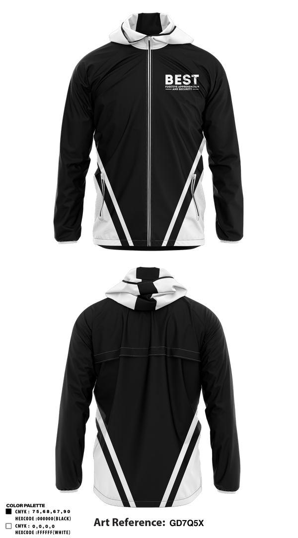 Windbreaker, BEST (bail enforcement street team) fugitive apprehension and security, , Teamtime, Team time, sublimation, custom sports apparel, team uniforms, spirit wear, spiritwear, sports uniforms, custom shirts, team store, custom team store, fundraiser sports, apparel fundraiser
