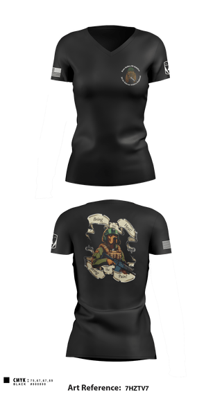 Women's Short Sleeve Vneck Shirt, Bravo Battery, 4th Battalion, 3rd Air Defense Artillery Regiment, Army, Teamtime, Team time, sublimation, custom sports apparel, team uniforms, spirit wear, spiritwear, sports uniforms, custom shirts, team store, custom team store, fundraiser sports, apparel fundraiser