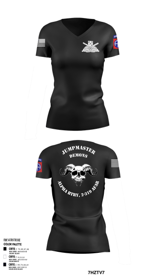 Women's Short Sleeve Vneck Shirt, ALPHA BTRY, 2-319th AFAR, Army, Teamtime, Team time, sublimation, custom sports apparel, team uniforms, spirit wear, spiritwear, sports uniforms, custom shirts, team store, custom team store, fundraiser sports, apparel fundraiser