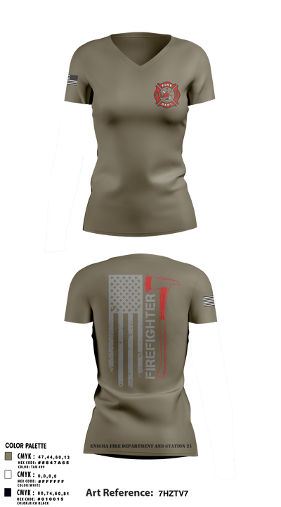 enigma, station 21 97533722 Women's Short Sleeve V-neck Shirt - 1