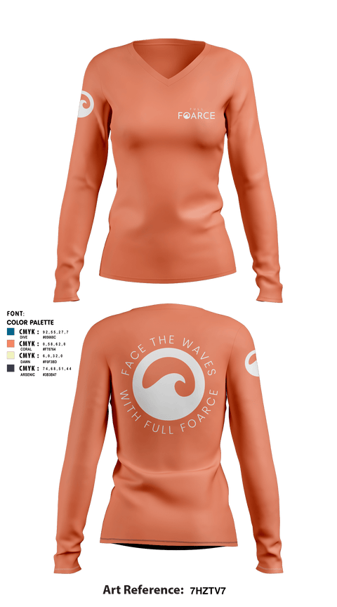 Women's Long Sleeve Vneck Shirt, Full Foarce, Spirit Store, Teamtime, Team time, sublimation, custom sports apparel, team uniforms, spirit wear, spiritwear, sports uniforms, custom shirts, team store, custom team store, fundraiser sports, apparel fundraiser