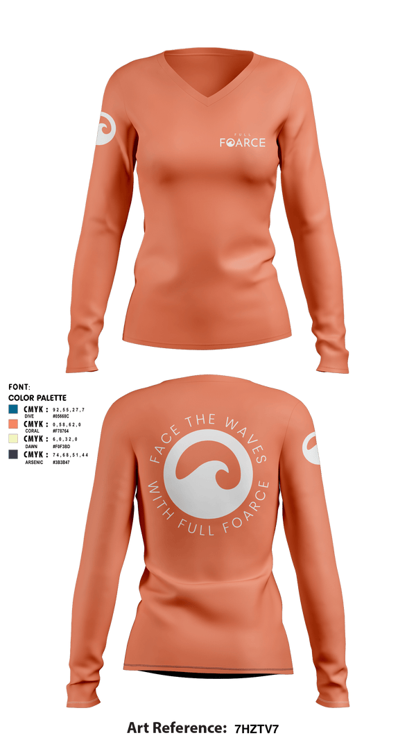 Women's Long Sleeve Vneck Shirt, Full Foarce, Spirit Store, Teamtime, Team time, sublimation, custom sports apparel, team uniforms, spirit wear, spiritwear, sports uniforms, custom shirts, team store, custom team store, fundraiser sports, apparel fundraiser