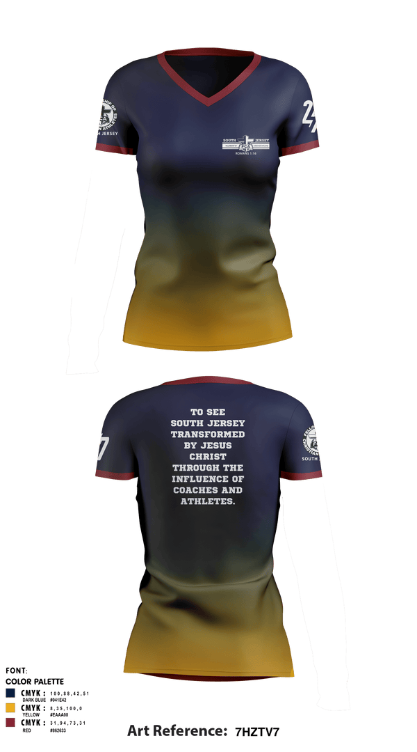 Women's Short Sleeve Vneck Shirt, FCA ( Fellowship of Christian Athletes ) South Jersey, Spirit Store, Teamtime, Team time, sublimation, custom sports apparel, team uniforms, spirit wear, spiritwear, sports uniforms, custom shirts, team store, custom team store, fundraiser sports, apparel fundraiser