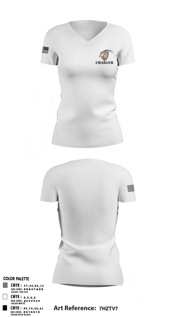 Women's Short Sleeve Vneck Shirt, CHARGER, Army, Teamtime, Team time, sublimation, custom sports apparel, team uniforms, spirit wear, spiritwear, sports uniforms, custom shirts, team store, custom team store, fundraiser sports, apparel fundraiser