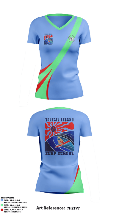 Topsail Island Surf School 81883035 Women's Short Sleeve V-neck Shirt - 2