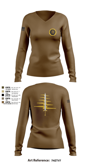 Women's Long Sleeve Vneck Shirt, , Army, Teamtime, Team time, sublimation, custom sports apparel, team uniforms, spirit wear, spiritwear, sports uniforms, custom shirts, team store, custom team store, fundraiser sports, apparel fundraiser
