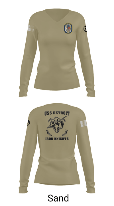USS Detroit 43379409 Women's Long Sleeve V-neck Shirt - 42