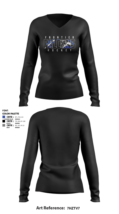 Frontier Central Hockey 50669255 Women's Long Sleeve V-neck Shirt - 1