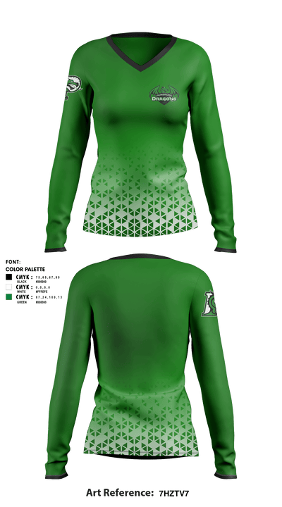 Pembroke High School Diving 5021020 Women's Long Sleeve V-neck Shirt - 1