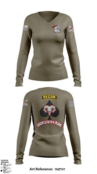 Women's Long Sleeve Vneck Shirt, B TRP, 3-71 CAV, Army, Teamtime, Team time, sublimation, custom sports apparel, team uniforms, spirit wear, spiritwear, sports uniforms, custom shirts, team store, custom team store, fundraiser sports, apparel fundraiser
