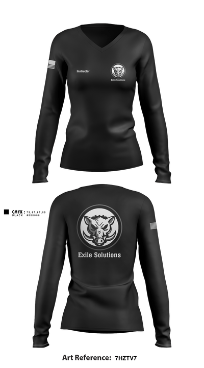 Exile Solutions 31522554 Women's Long Sleeve V-neck Shirt - 1